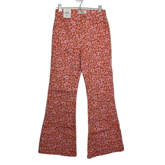 Cotton On Womens Original Flare Jeans Bella Daisy Groovy 70s Floral Y2K NWT US 4 - Picture 1 of 9